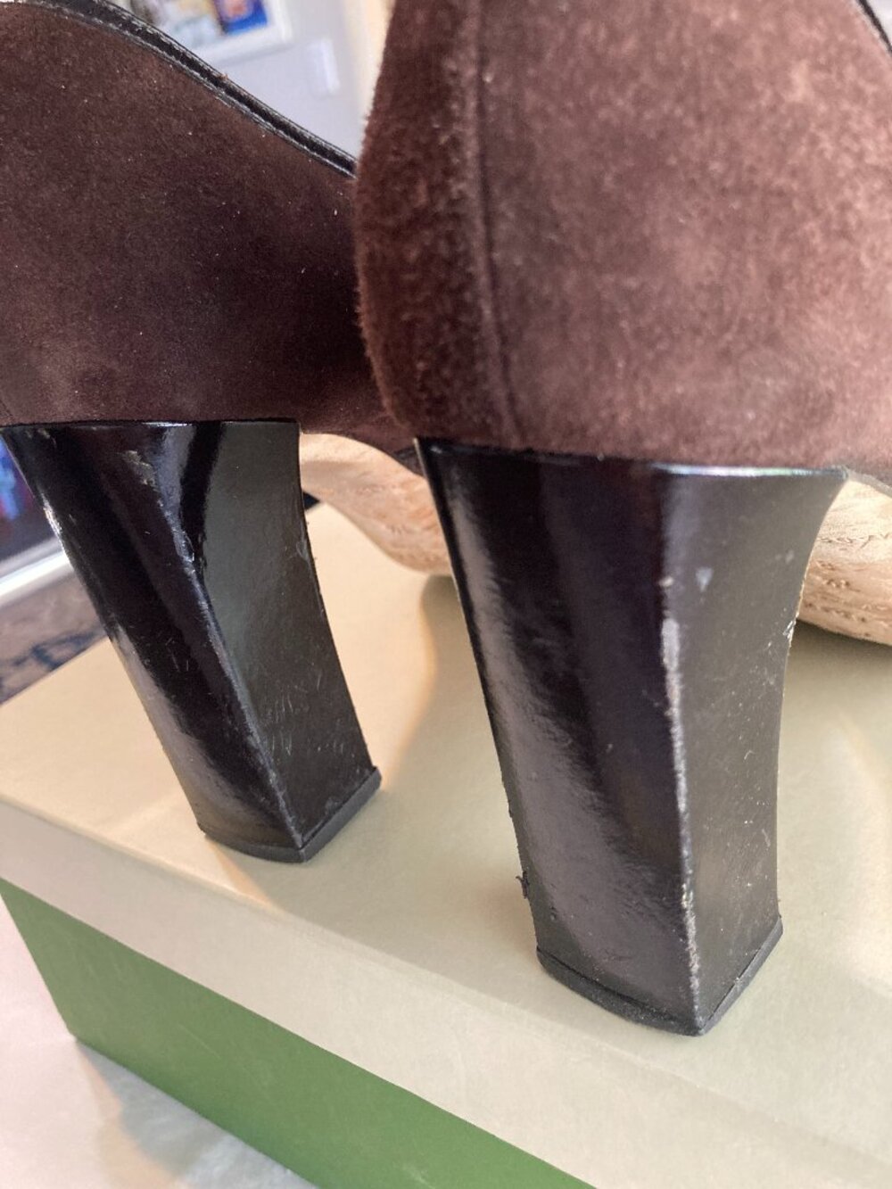Kate Spade - Trilby Heel - Elegant Chocolate Suede Mary Jane Heels Size 7.5M - Picture 6 of 12